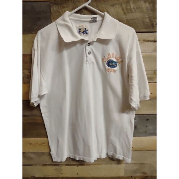 VTG Florida Gators Medium White Short Sleeve Polo Shirt In the Zone Sportswear - Picture 1 of 5